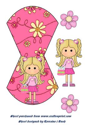 Pink Little Girl Floral Wobble Card