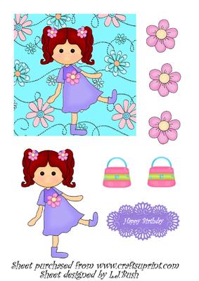 Little Girl on Turquoise Flower Card Front