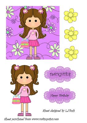 Little Girl Lilac Flower 5" Square Card Front