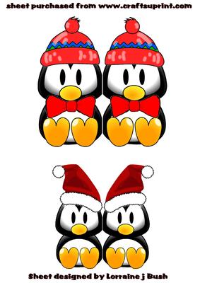 Mini Baby Xmas Penguin Shaped Cards