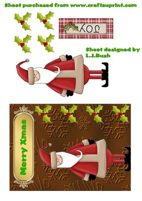 Santa Card Front with Holly Border