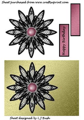 Black Lace Flower on Gold Cardfront