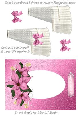 New Baby Girl Frame and Decoupage Card Front