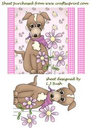Cute Puppy and Flowers Card Front