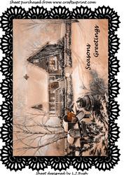 Beautiful Sepia Christmas Scene A4 Cardfront