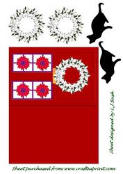 Xmas Front Door Card with Poinsettia Wreath