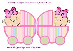 Baby Girl in Pram Shaped Card