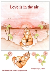 Love is in the air sweet fox 8x8 Quick card front