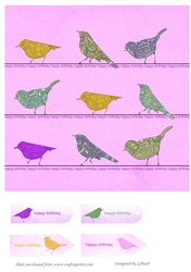 Little coloured Birdies Quick Card front