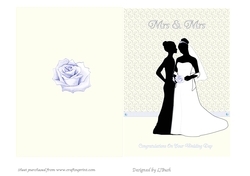 Stunning Mrs & Mrs wedding cut and fold 5 x 7 card