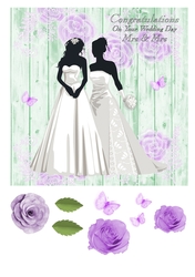 Beautiful female to female 8 x 8 wedding card