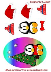 Christmas Baby Penguin with Santa Hat