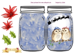 little owls mason jar shaped card