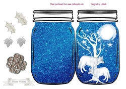 Wolves in mason jar shaped card