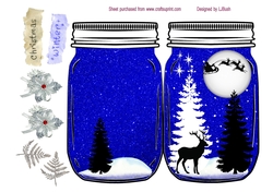 Stunning deer scene in mason jar shaped card
