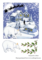 Stunning Polar bear and little robin scene 7 x 7 card front