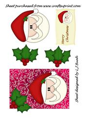 Santa and Holly Card Front