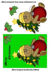 Christmas Teddy with Bauble and Tree
