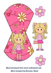 Pink Little Girl Floral Wobble Card