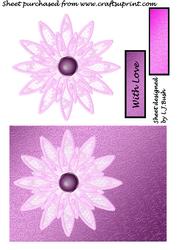 Pink Lace Flower on Purple Filigree Background