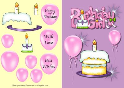 Birthday Girl Decoupage Quick Card Front