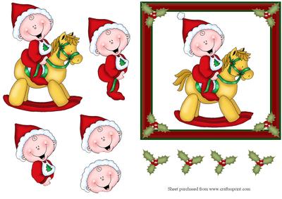 Baby Christmas Decoupage Quick Card Front