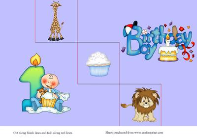 Boys 1st Birthday Tri Folds Steps Card