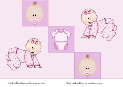 Baby Girl Tri Fold Steps Card