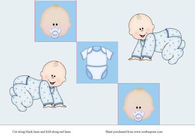 Baby Boy Tri Fold Steps Card