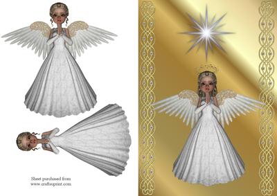 A Christmas Angel Decoupage Quick Card Front