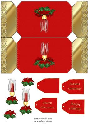 Poinesettia Cracker Decoupage Shaped Card