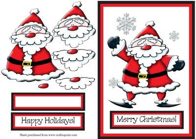 Waving Santa Decoupage Quick Card Front