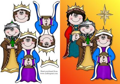 We Three Kings Decoupage Christmas Quick Card Front