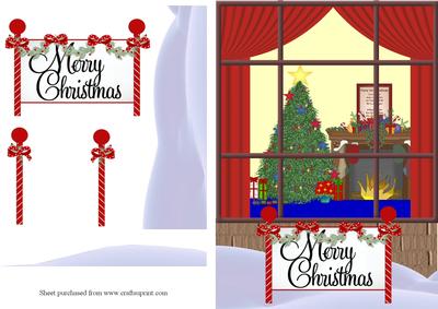 Through the Christmas Window Decoupage Quick Card Front