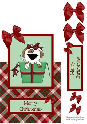 Christmas Puppy Over the Edge Decoupage Card