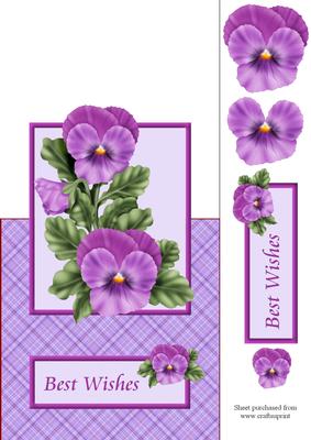 Purple Pansies Over the Edge Decoupage Card