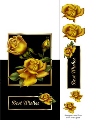 Golden Roses Over the Edge Decoupage Card