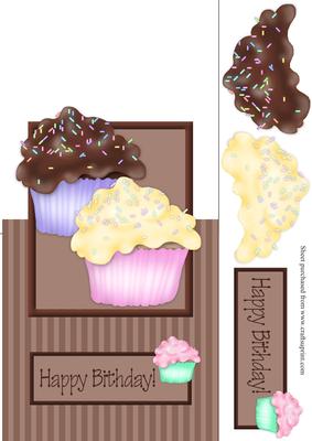 Cupcakes Over the Edge Decoupage Card