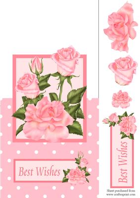 Pink Roses Over the Edge Decoupage Card