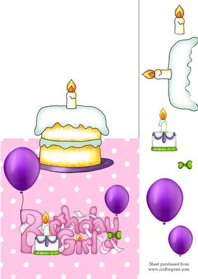 Birthday Girl Over the Edge Decoupage Card