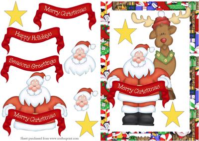 Santa Wishes Decoupage Quick Card Front