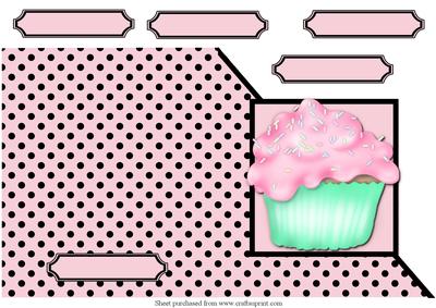 Pink Cup Cake Cut & Fold Corner Card