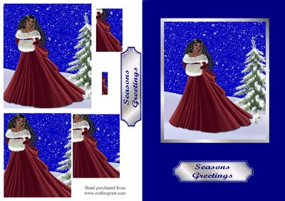 Winter Woman Pyramid Card Decoupage