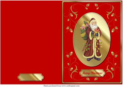 Vintage Santa Christmas Cut and Fold Card