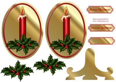 Christmas Candle Plate Card with Decoupage