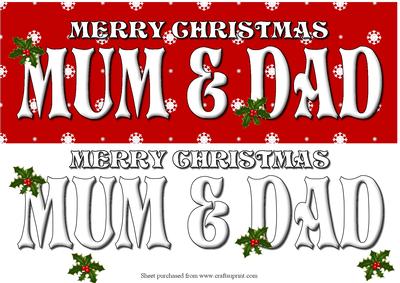 Mum & Dad Christmas Dl Decoupage Quick Card Front