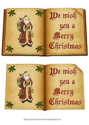 Christmas Santa Book Decoupage Quick Card Front
