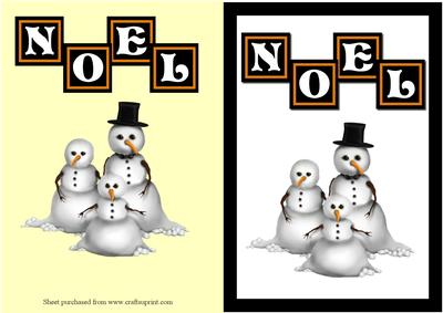 Noel Snowmen Decoupage Quick Card Front