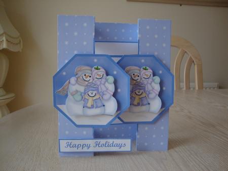 Snowmen Tri Fold Cut Out Card Kit