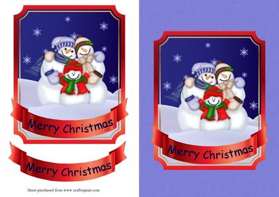 Cuddlin' Snowmen Decoupage Quick Card Front